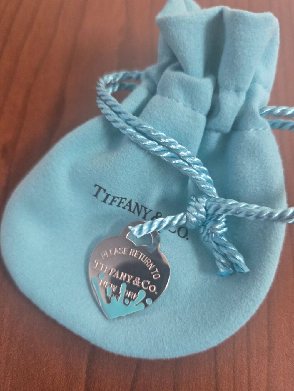 Tiffany & Co. Blue Splash Silver Heart Pendant - Picture 5 of 10